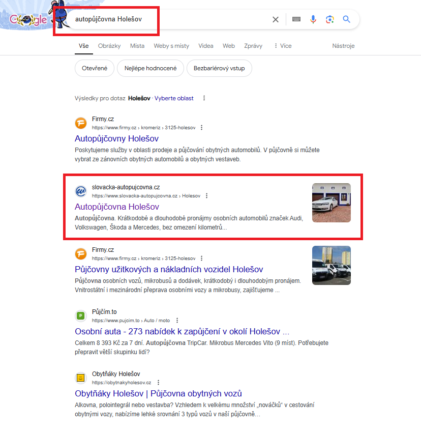 Autopujcovna Holesov